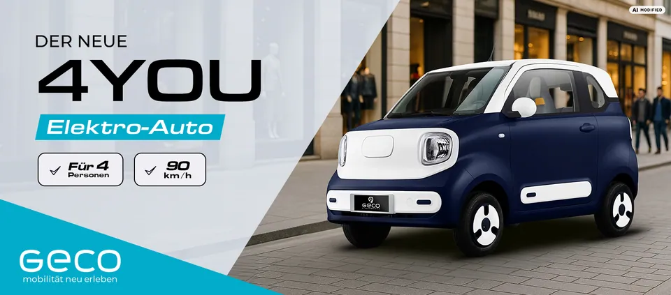 Geco 4YOU Elektroautomax.20 kW 13,9kWh LiFePO₄ City-Elektroauto 4-Sitzer pilt 2