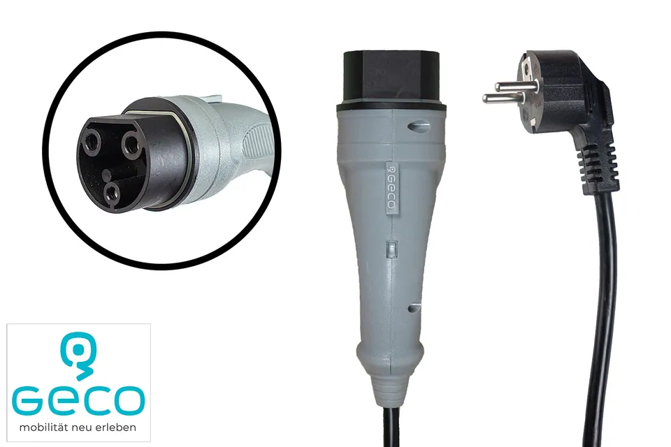 Geco Ladekabel 16A Schuko auf 3 Polig Fahrzeugstecker VDE zertifiziert