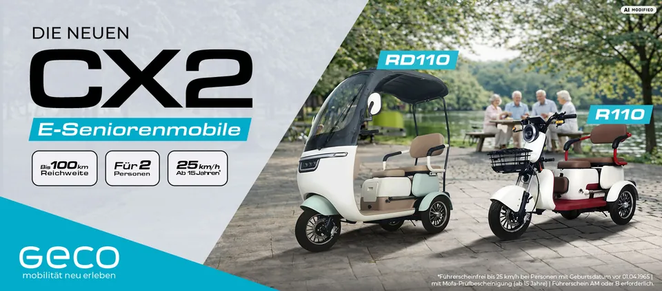Geco CX2 RD110 3-Rad Scooter Elektromobil mit Dach 60V 1000W pilt 2