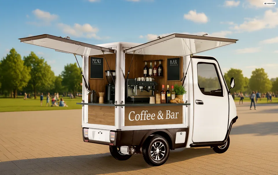 EEC Elektroauto Geco Flexi Food Truck gXC inkl. LiFePO4 Koffer-Box pilt 2