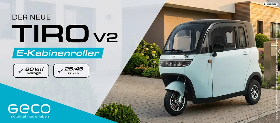 Geco Tiro V2 Elektro Kabinenroller | 3-Rad Elektrofahrzeug, 60V / 72V 1500W pilt 2
