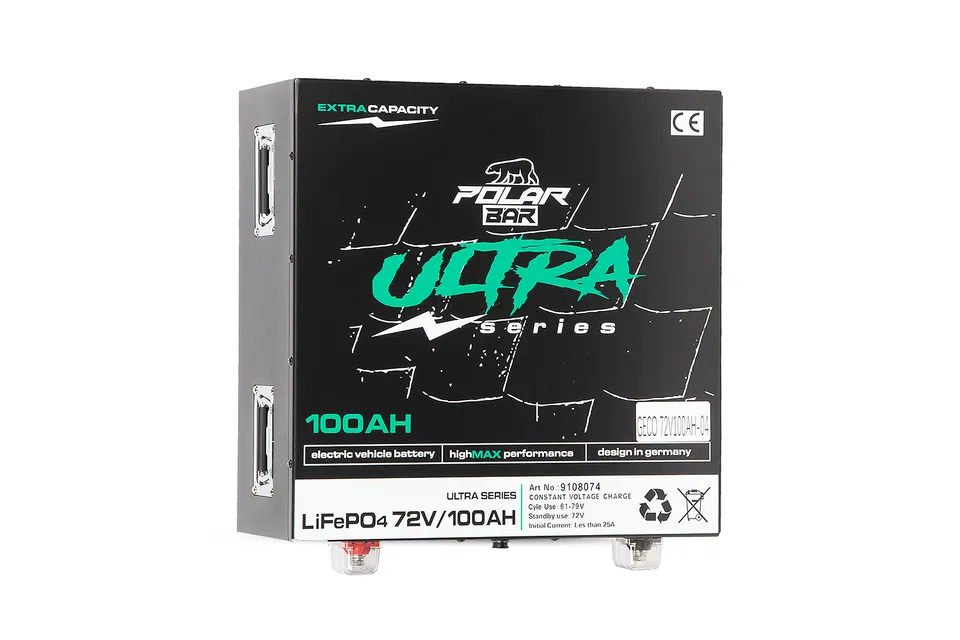 72V | 100Ah Polar Bär Ultra LiFePO₄ Lithium Batterie mit BMS App | Akku für Elektromobile Fahrzeuge