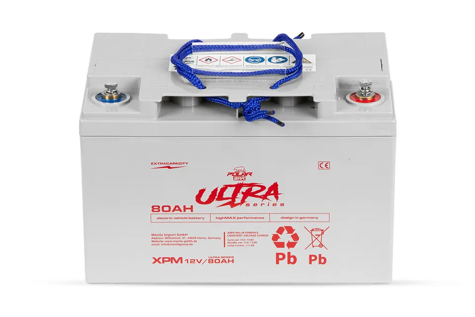 12V | 80Ah Polar Bär Ultra AGM Blei Gel Batterie | Akku für Elektro mobile Fahrzeuge pilt 2